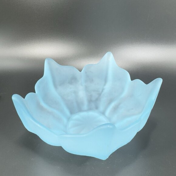 Viking Petal Lotus Spring Blossom Bowl Dish Blue Frost Satin Textured Vintage - Picture 12 of 14